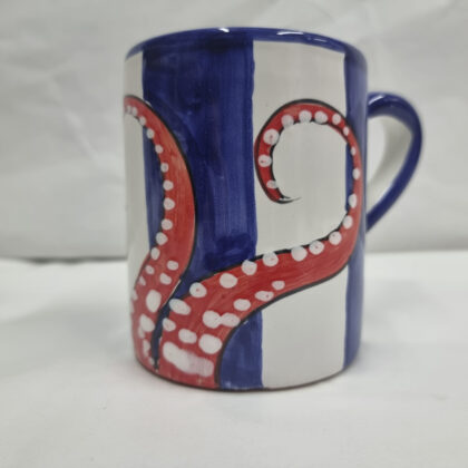 Tazza mug linea Capri 2 decoro mare polpo righe blu