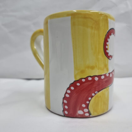Tazza mug linea Capri 2 decoro mare polpo righe gialle